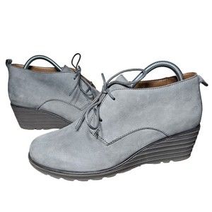 Dansko Cadee Nubuck Leather Grey Lace Up Booties Shoes Size 40 EU 9.5-10 US